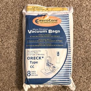 Brand NEW unopened pack of 8 vacuum bags for Oreck Type CC vacum